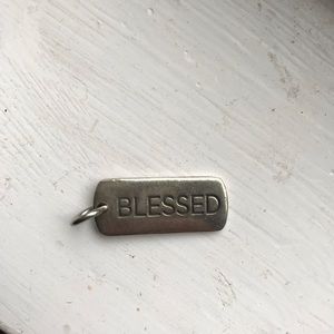 Silver BLESSED charm dangle
